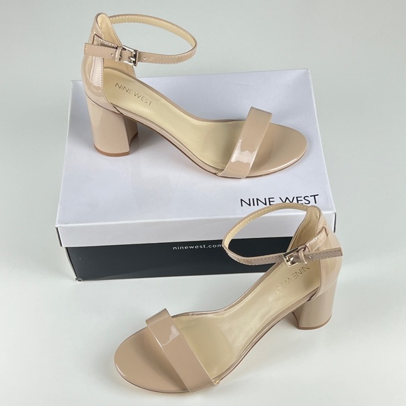 NEW Nine West Sandy Taupe Neutral Open Toe Heels Women's Size 8.5M - Picture 1 of 10